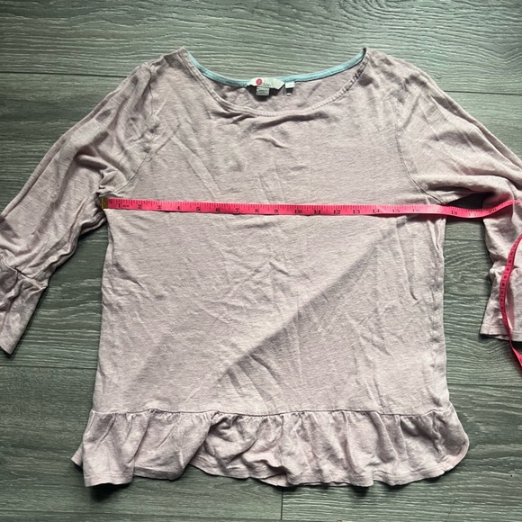 Boden 100% Linen Pastel Pink 3/4 Ruffle Sleeve Casual Spring Preppy Top Size M - Picture 7 of 7